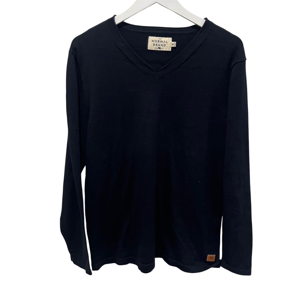 The Normal Brand Mens V-Neck‎ Long Sleeve Shirt Top Casual Size M Preppy Office